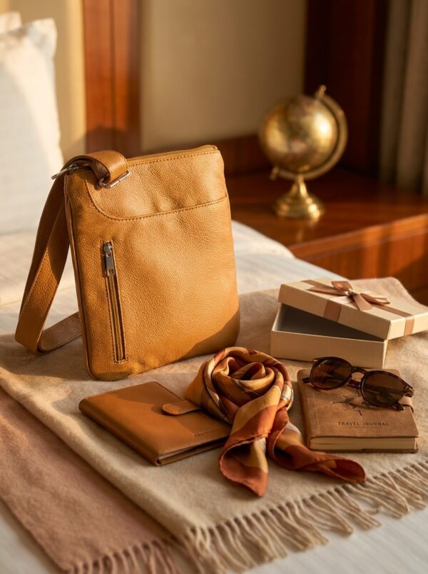 Unisex Leather Crossbody Bag with Phone Pocket
