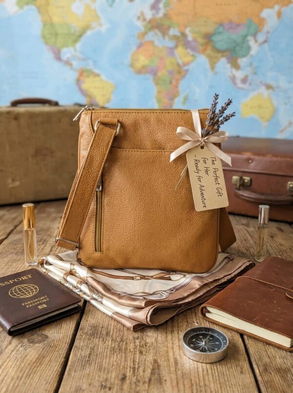 Unisex Leather Crossbody Bag with Phone Pocket