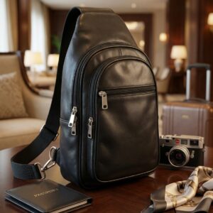 Leather Crossbody Travel Bag with Phone Slot