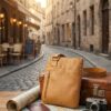 Unisex Leather Crossbody Bag with Phone Pocket