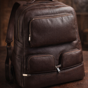 Full-Grain Cow Leather Multi-Zip Backpack