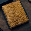 Croc Texture Full Grain Leather Bi-Fold Wallet – Handmade Luxury”