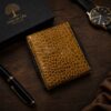 Croc Texture Full Grain Leather Bi-Fold Wallet – Handmade Luxury”
