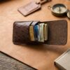 Ostrich Textured Hand-Stitched Leather Bi-Fold Wallet