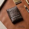 Ostrich Textured Hand-Stitched Leather Bi-Fold Wallet