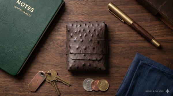 Ostrich Textured Hand-Stitched Leather Bi-Fold Wallet