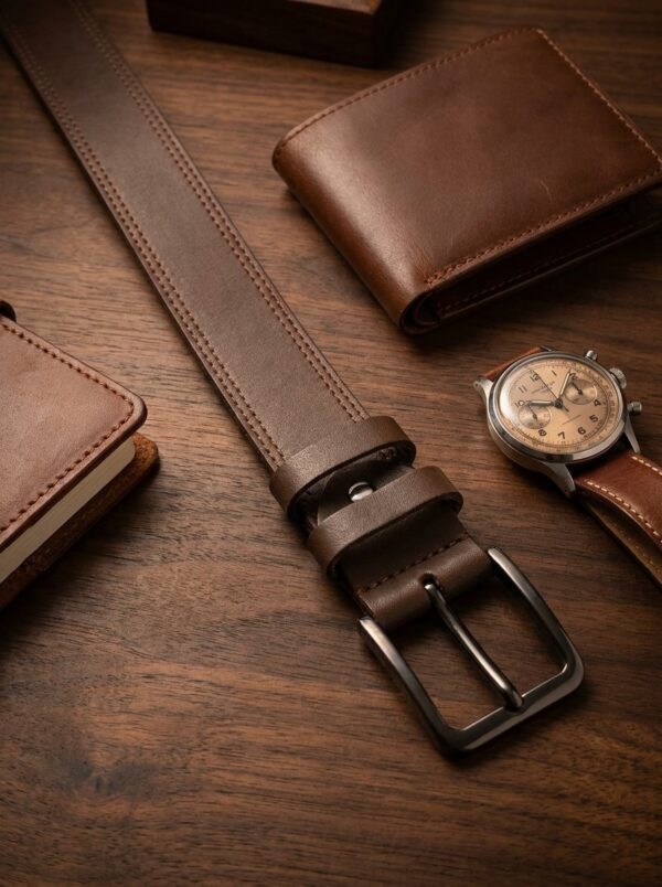 Double-Stitch Cow Leather Belt