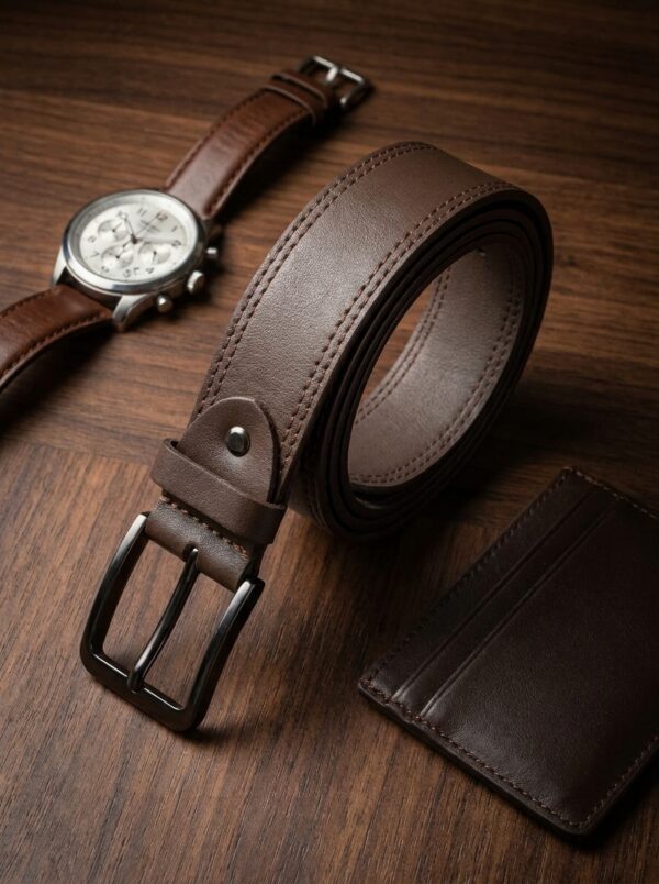 Double-Stitch Cow Leather Belt