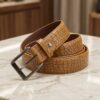 Crocodile-Embossed Cow Leather Belt