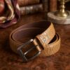 Crocodile-Embossed Cow Leather Belt