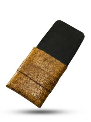 Croc Texture Full Grain Leather Bi-Fold Wallet – Handmade Luxury”