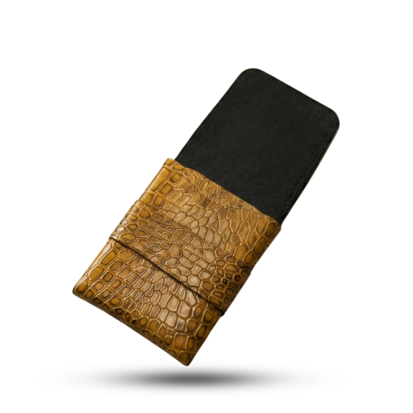 Croc Texture Full Grain Leather Bi-Fold Wallet – Handmade Luxury”