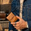 Magnetic Flap Leather Card Holder Wallet