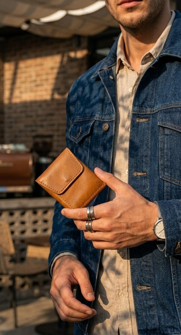 Magnetic Flap Leather Card Holder Wallet