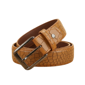 Crocodile-Embossed Cow Leather Belt