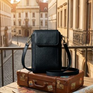 Leather Crossbody Travel Bag with Phone Slot