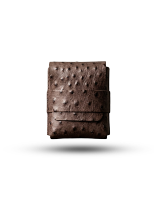 Ostrich Textured Hand-Stitched Leather Bi-Fold Wallet