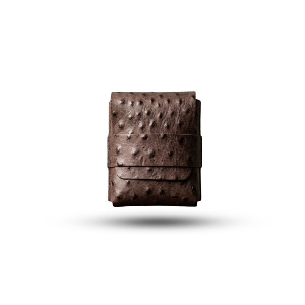 Ostrich Textured Hand-Stitched Leather Bi-Fold Wallet